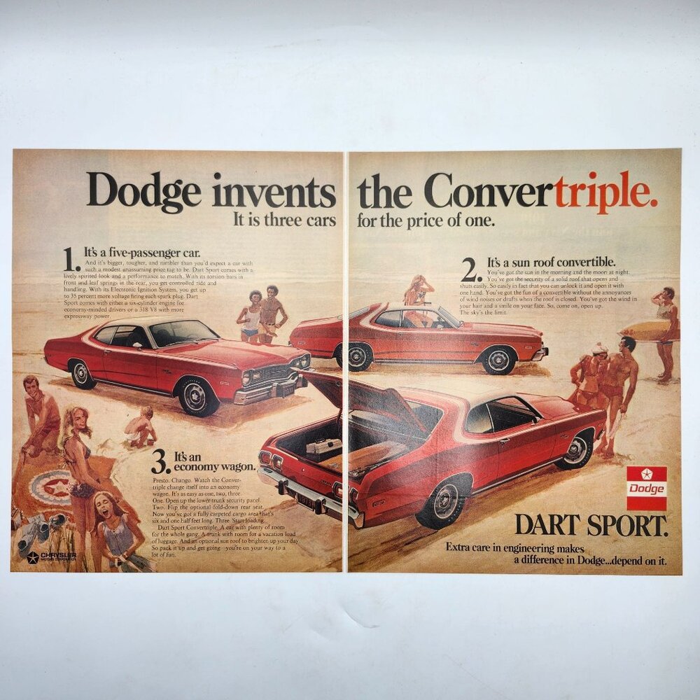 Dodge Dart Sport Convertible Economy Wagon LIFE Magazine 2 Page Print Ad